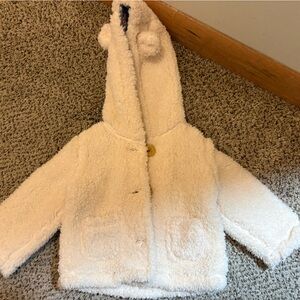 Baby Boden Floral Blue and Cream Fleece Jacket